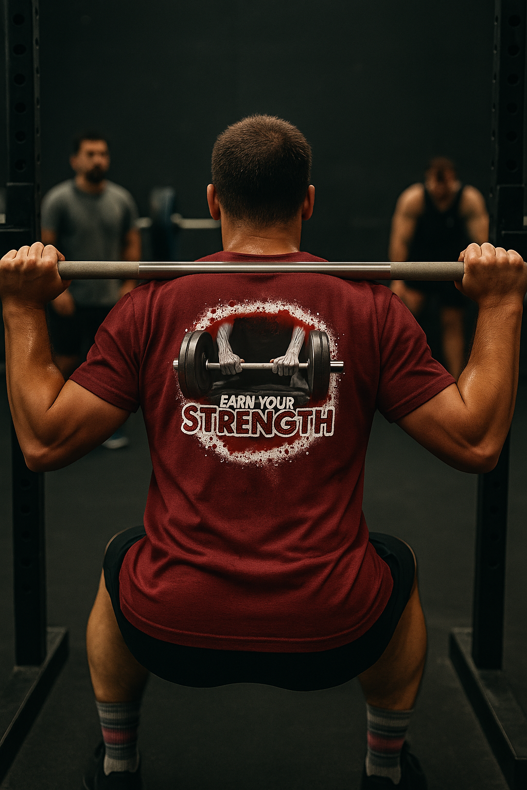 Earn Your Strength • Men’s Performance Workout T-Shirt by Fitspo Threads