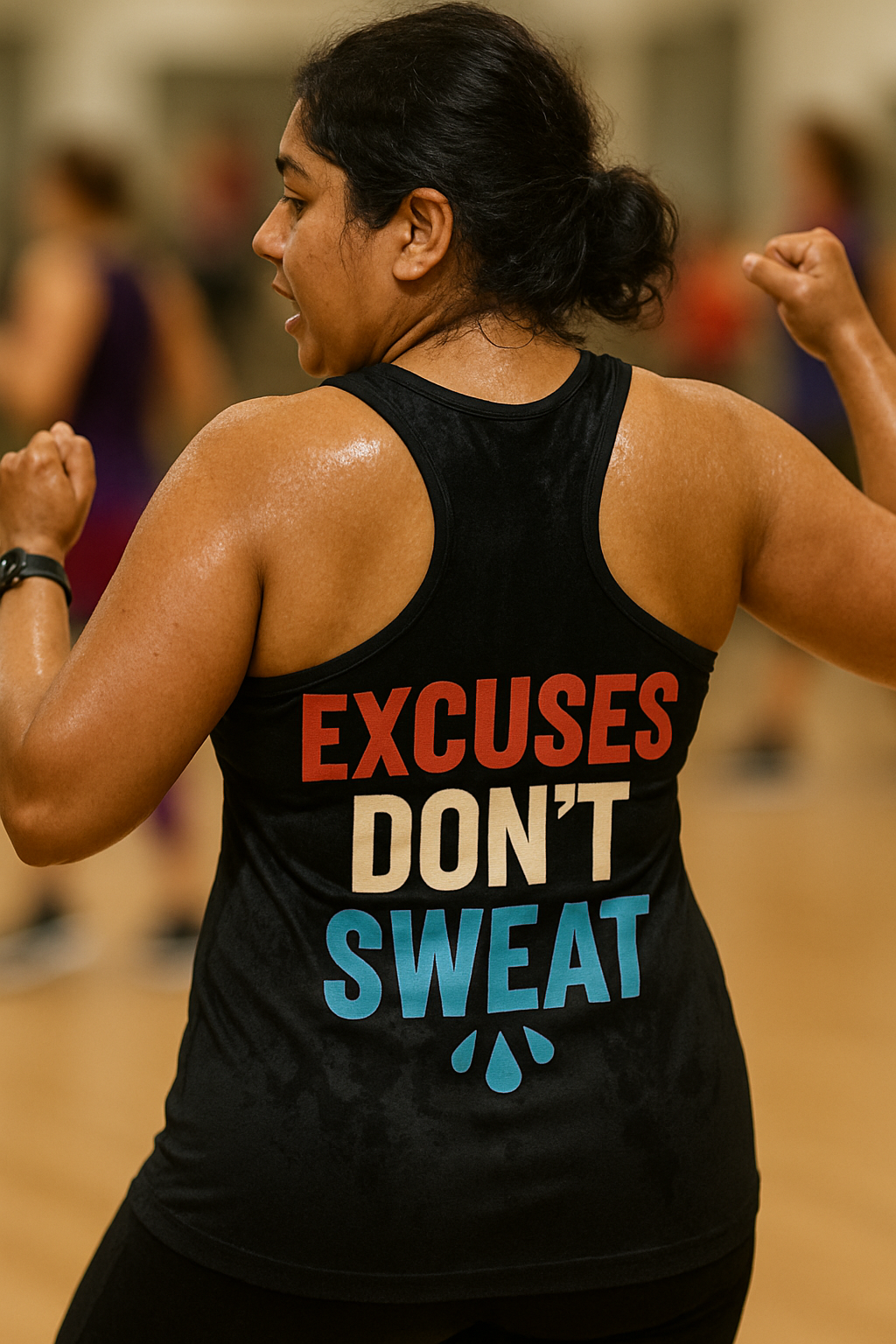 Excuses Don’t Sweat • Women’s Fitted Racerback Tank Top by Fitspo Threads