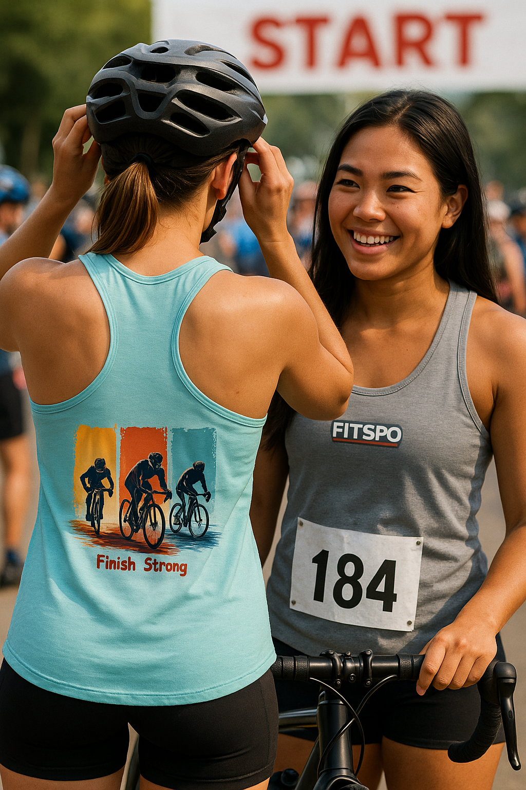 Finish Strong • Women’s Fitted Racerback Tank Top by Fitspo Threads