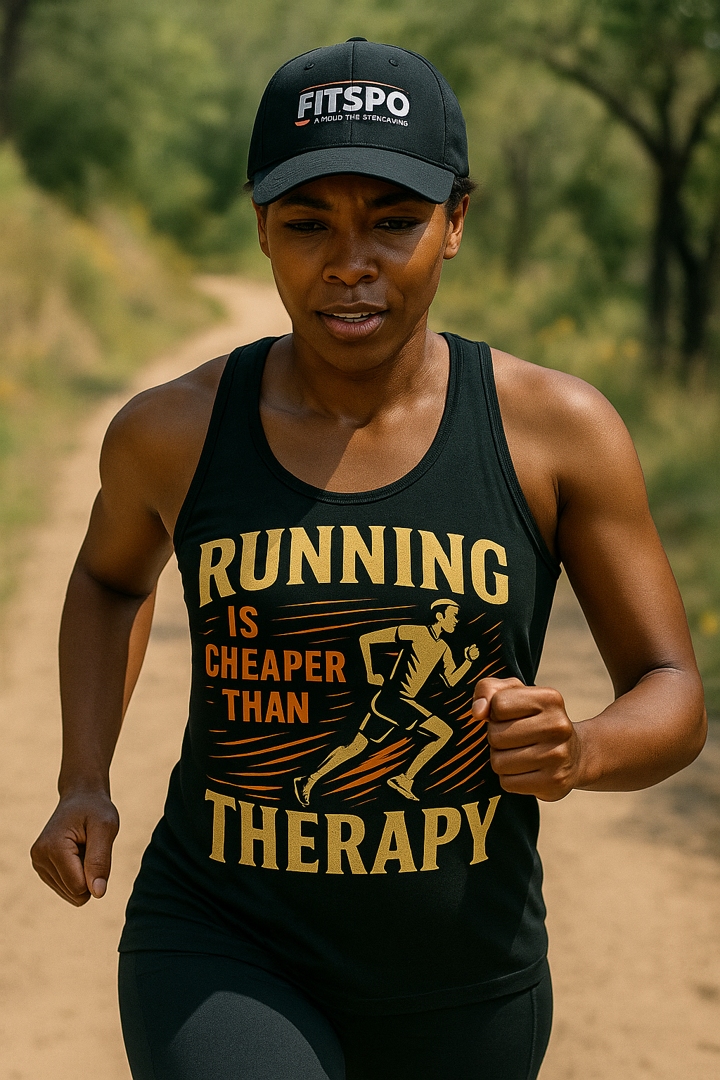 Running Is Cheaper Than Therapy • Women’s Fitted Racerback Tank Top by Fitspo Threads