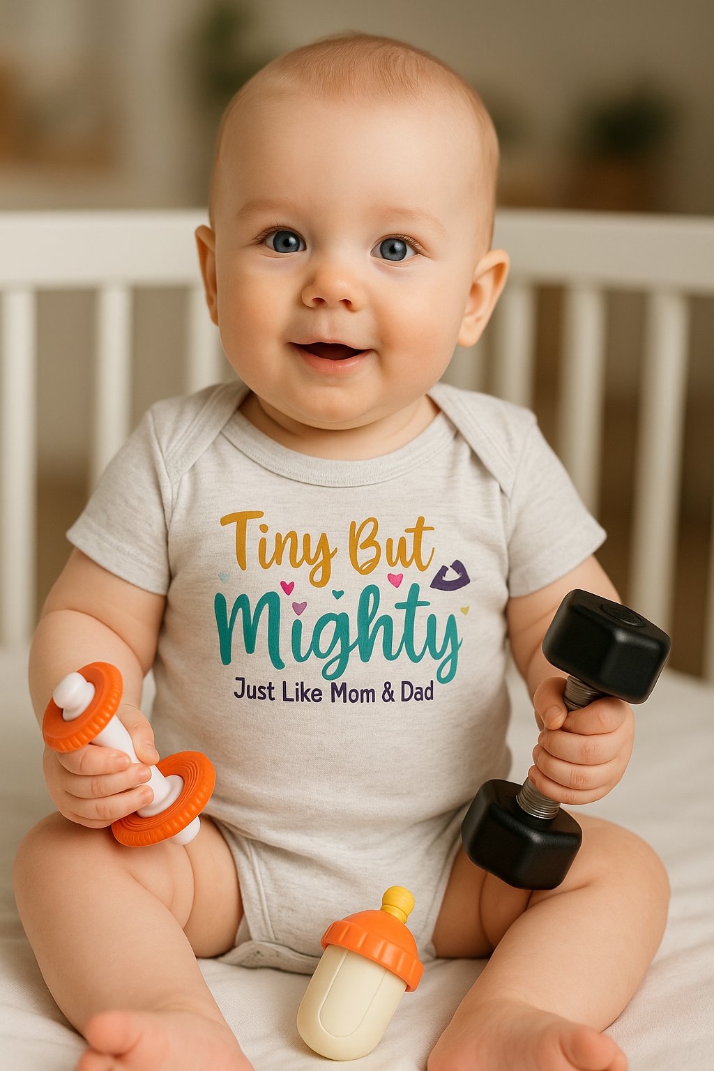 Tiny But Mighty • Baby 100% Cotton Bodysuit by Fitspo Threads